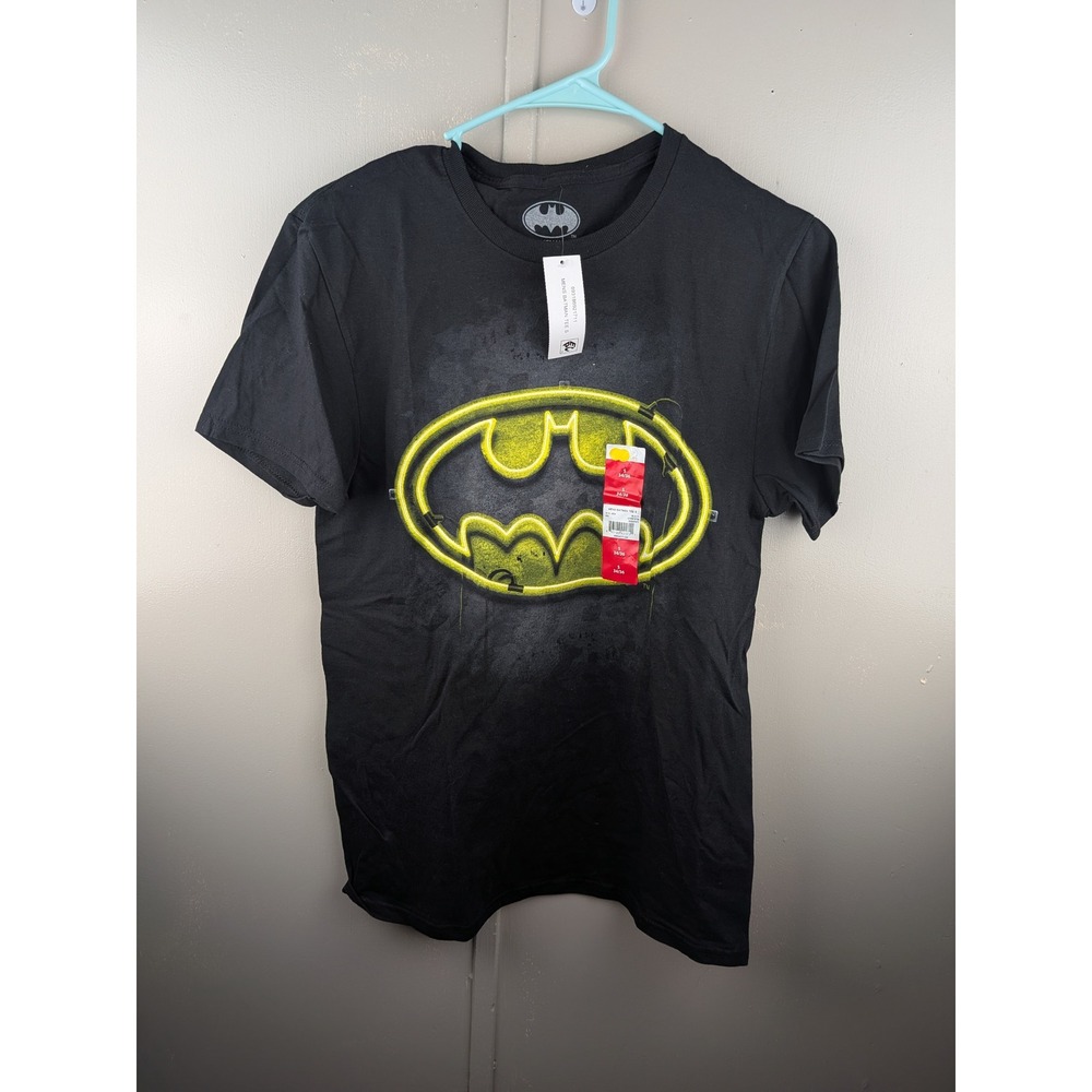 DC Comics Batman Mens‎ Neon Sign Logo Graphic T-Shirt Black Small NWT